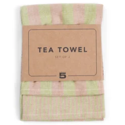 Theedoek Olivia avocado brown - set van 2