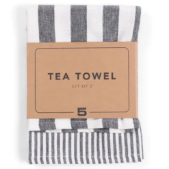 Theedoek Olivia black - set van 2