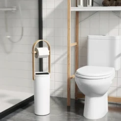 Toiletrolhouder Umbra Bellwood wit Naturel Hout