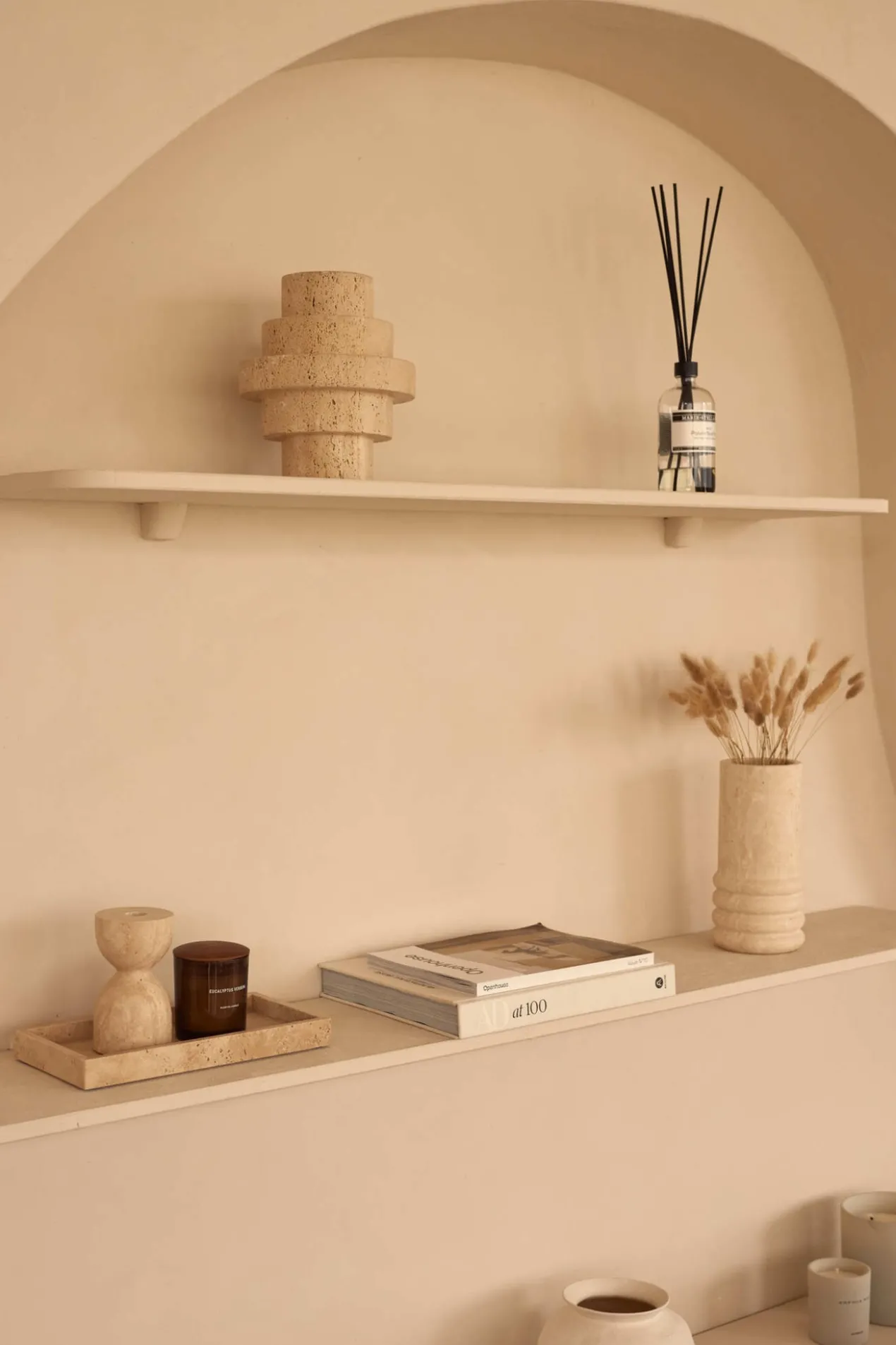 Travertine dienblad met rand 15x30cm tray