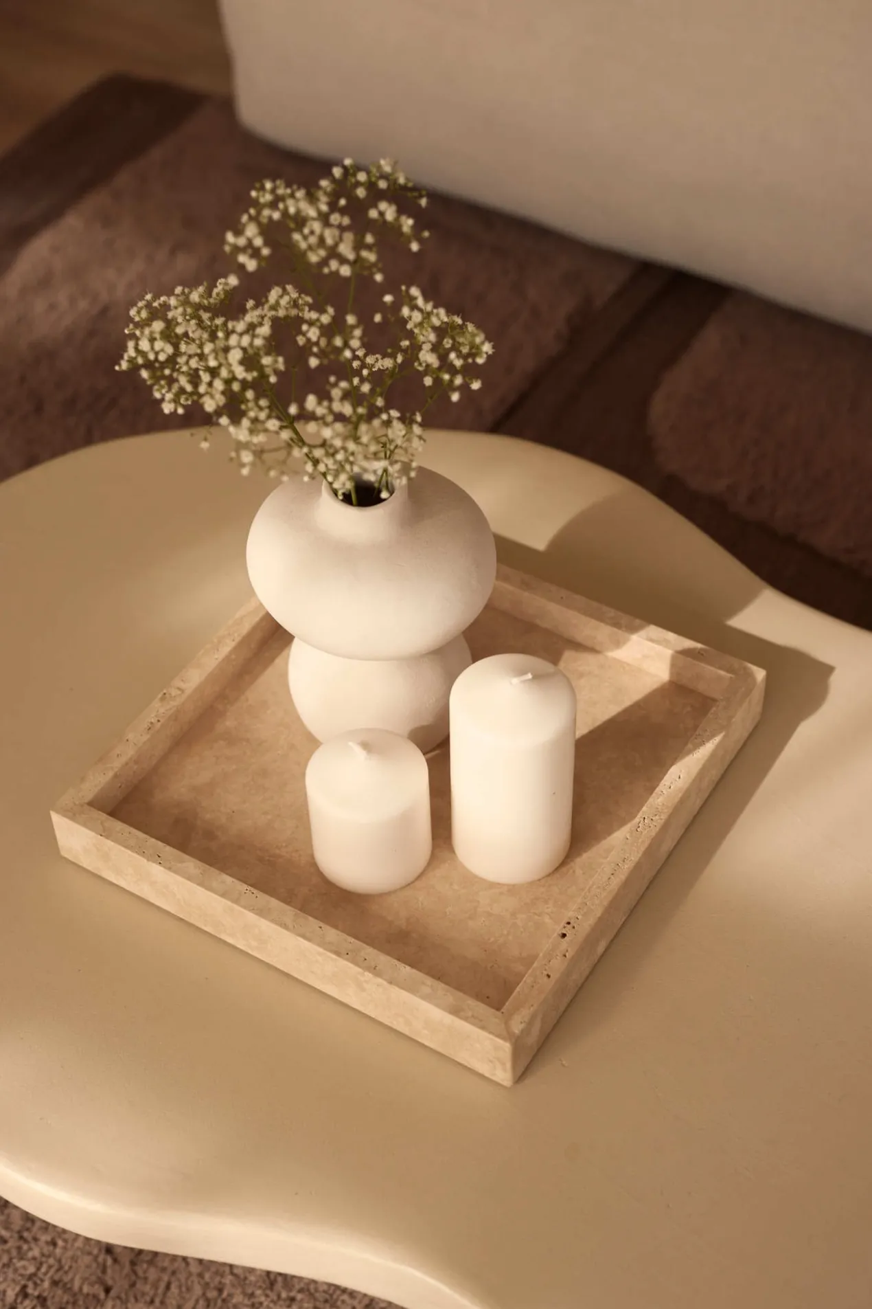 Travertine dienblad 30x30cm