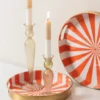 Tray set Candy Swirl enamel bright orange & white, Set of 2pcs