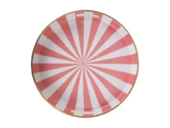 Tray set Candy Swirl enamel flamingo pink & white, Set of 2pcs