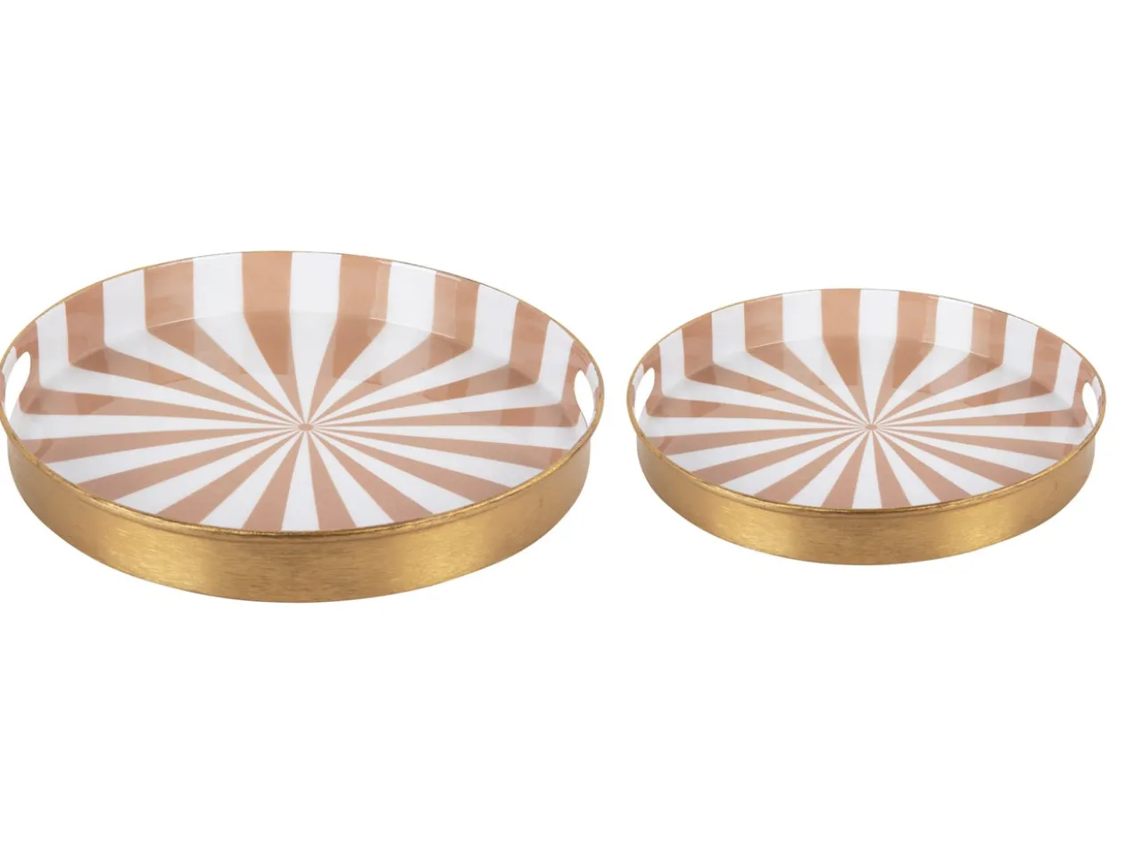 Tray set Candy Swirl enamel soft brown & white, Set of 2pcs