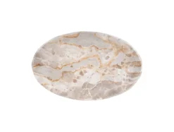 Tray Waved oval large marble brown