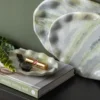 Tray Waved oval medium marble himalayan green