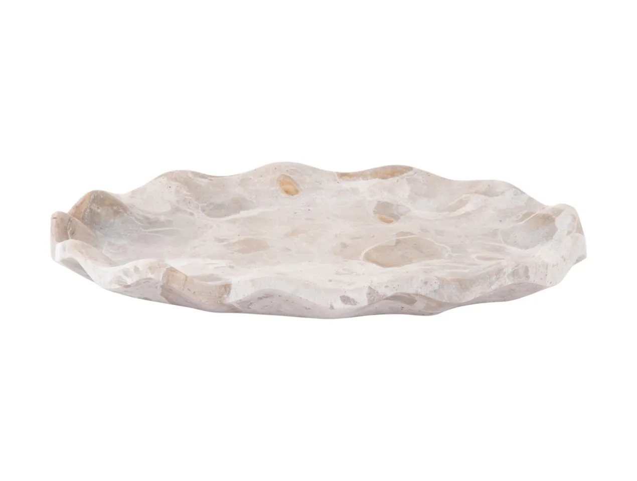 Tray Waved oval small marble brown