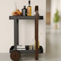 Trolley Bellwood bar en serveerwagen zwart/walnoot