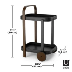 Trolley Bellwood bar en serveerwagen zwart/walnoot