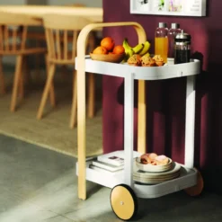 Trolley Bellwood bar en serveerwagen wit/naturel
