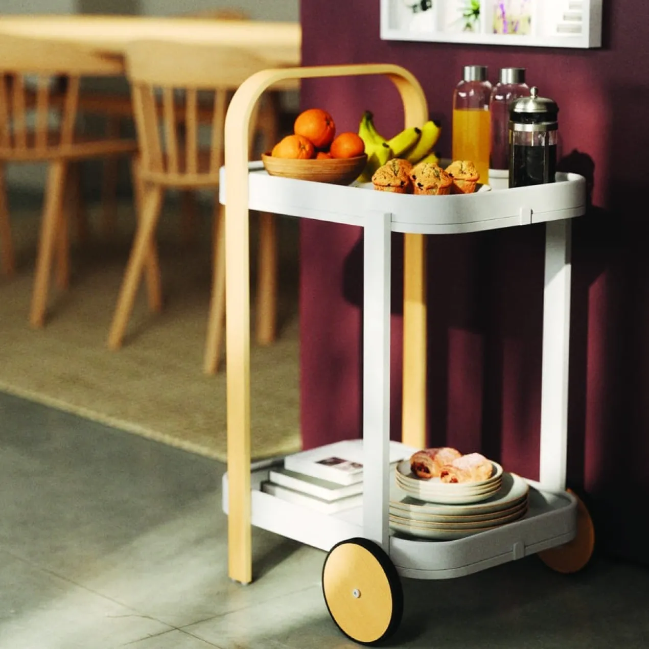 Trolley Bellwood bar en serveerwagen wit/naturel