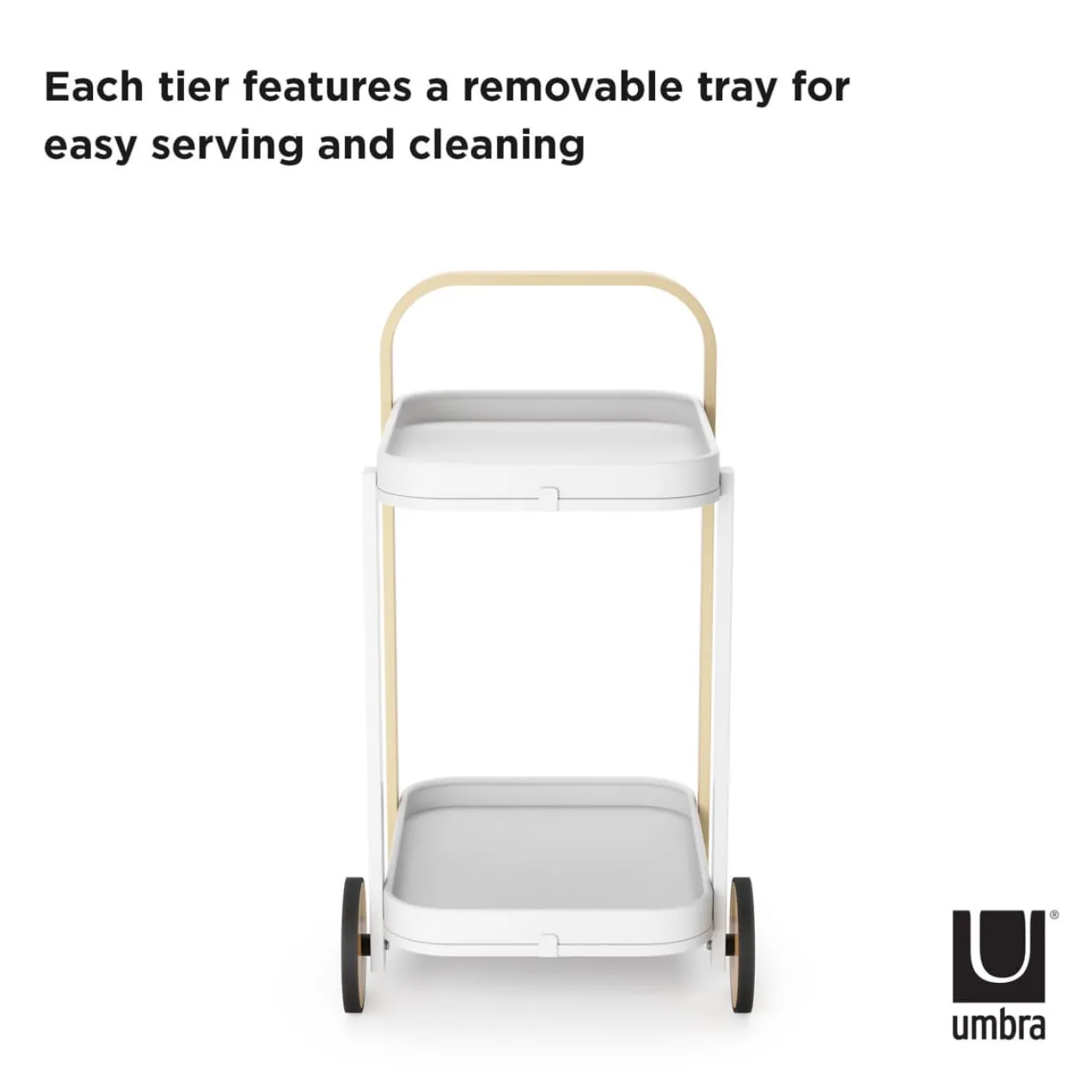 Trolley Bellwood bar en serveerwagen wit/naturel