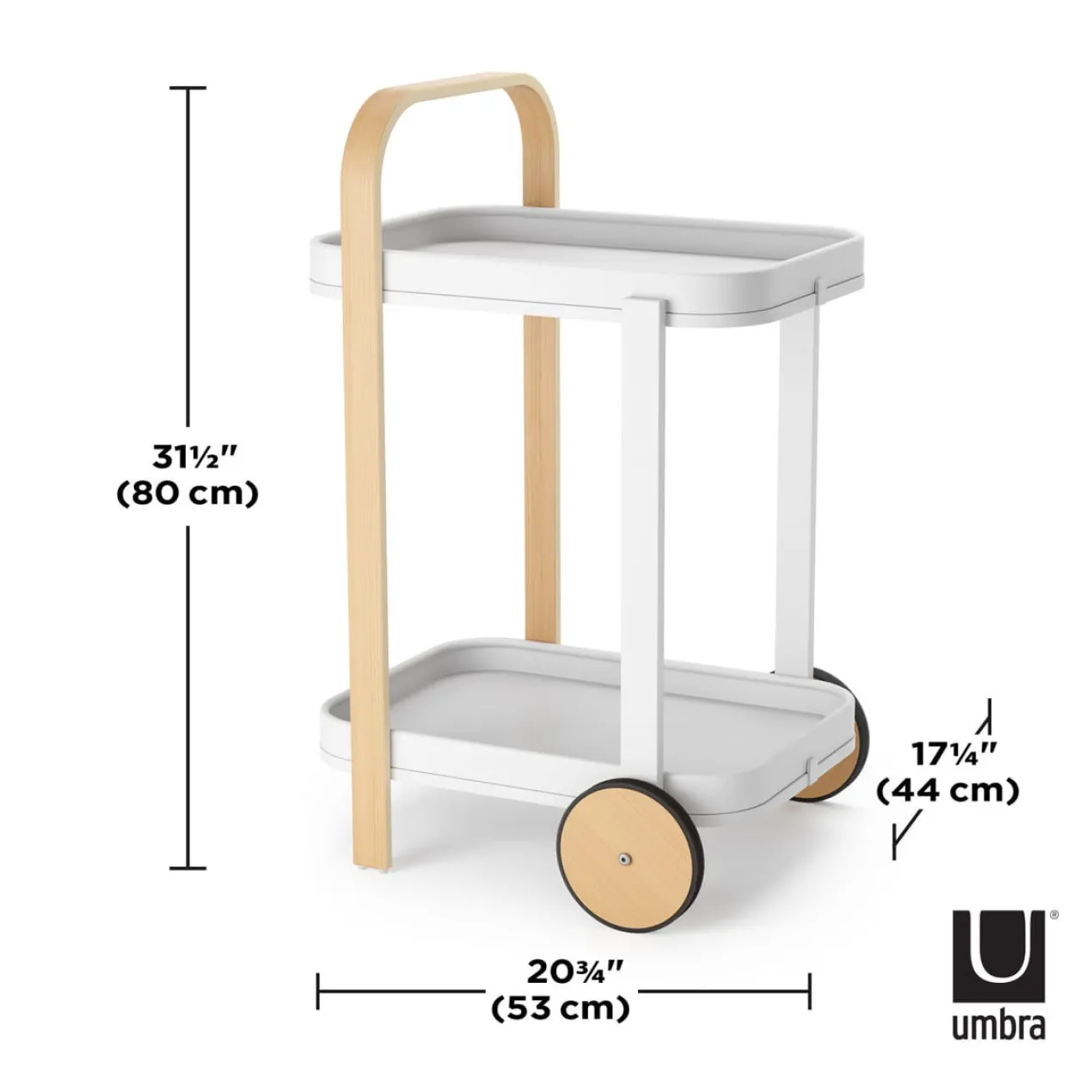 Trolley Bellwood bar en serveerwagen wit/naturel