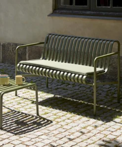 Tuinbank Palissade Dining met armleuning creme wit