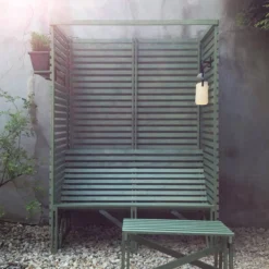 Tuinbank Patio Bench High Back gray blue