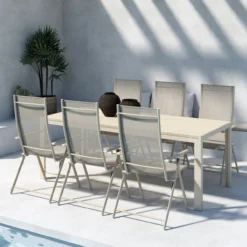 Tuin eettafel Joas Beige - 205 x 90 cm