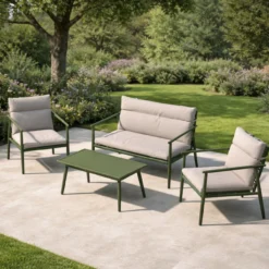 Tuin loungeset Margret - met zitkussens Groen - beige kussens