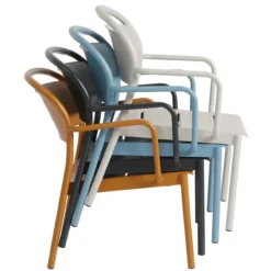 Tuinstoel Linear Steel lounge armchair pale blue