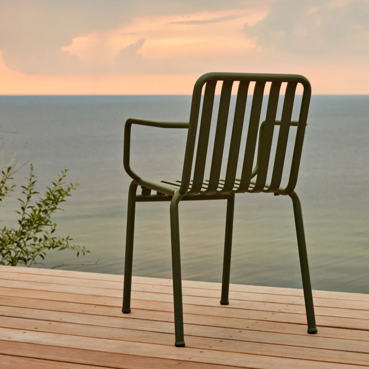Tuinstoel Palissade met armleuning olive