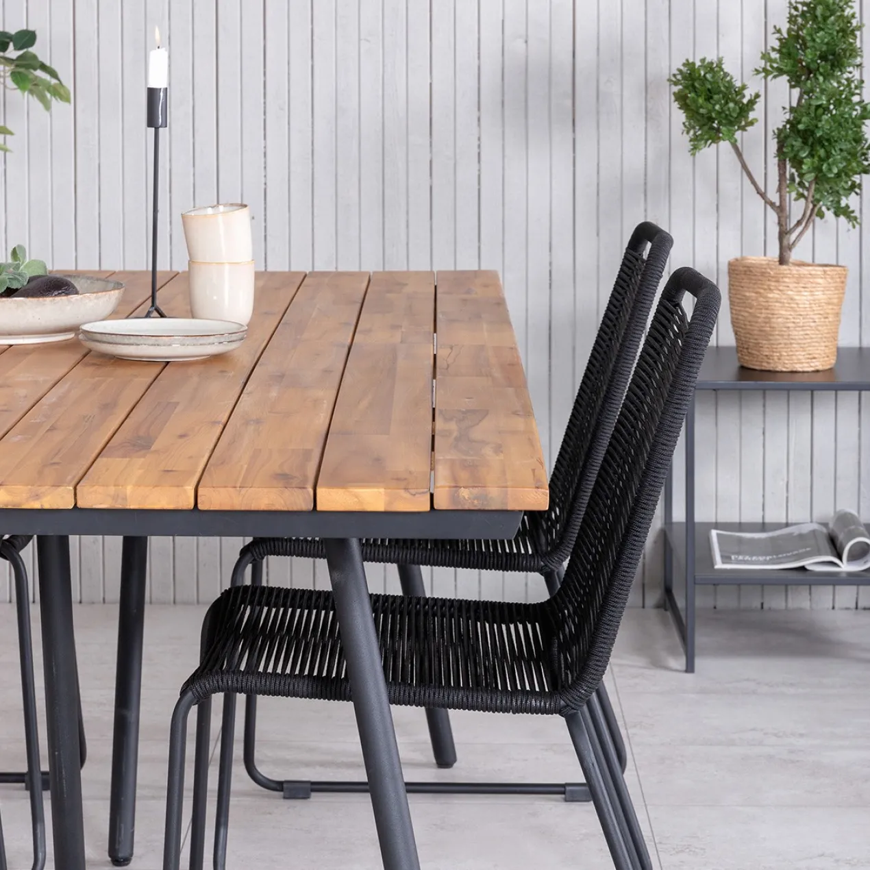 Tuintafel Joshua - met houten blad Zwart