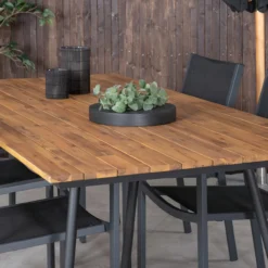 Tuintafel Joshua - met houten blad Zwart