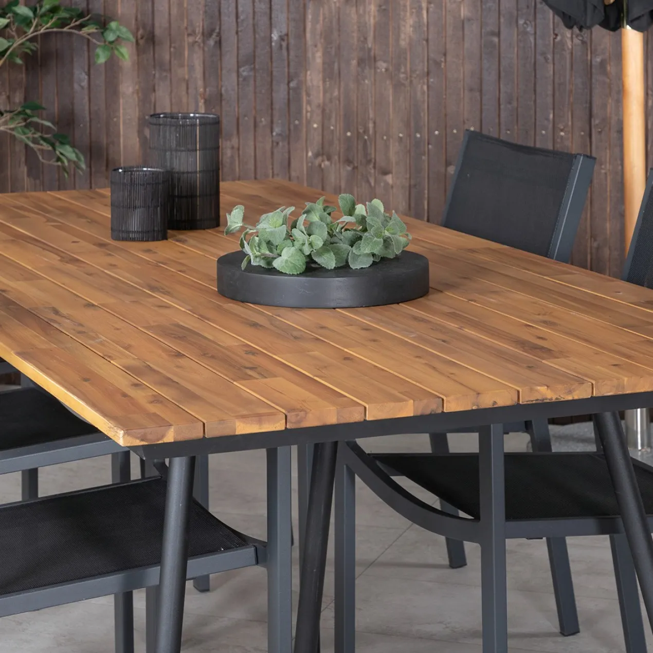 Tuintafel Joshua - met houten blad Zwart
