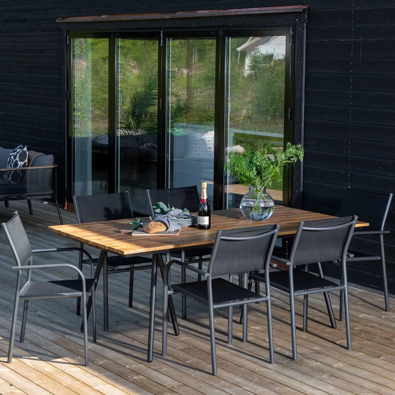Tuintafel Joshua - met houten blad Zwart
