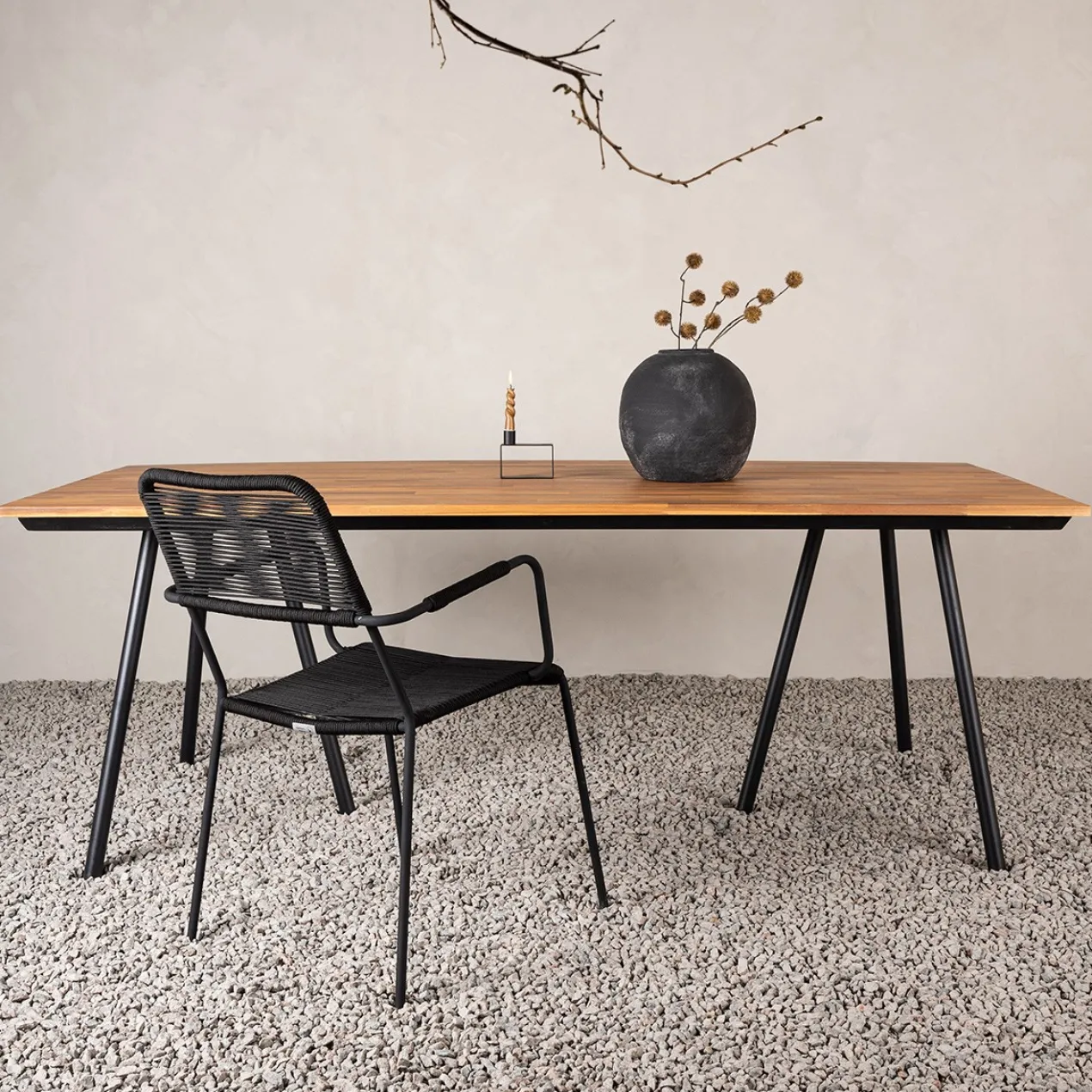 Tuintafel Joshua - met houten blad Zwart