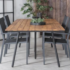 Tuintafel Joshua - met houten blad Zwart