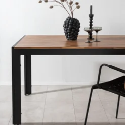 Tuintafel Lasse aluminium - houten tafelblad Zwart