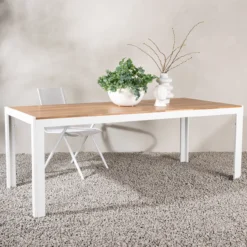 Tuintafel Lasse aluminium - houten tafelblad Zwart