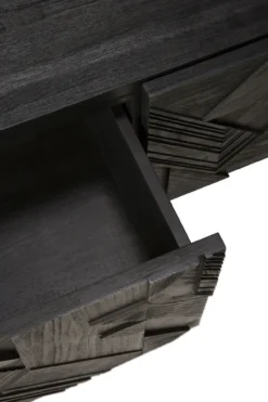 Tv-meubel Graphic teak zwart 160 cm