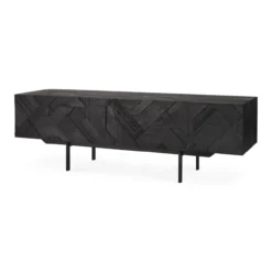 Tv-meubel Graphic teak zwart 160 cm