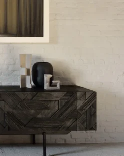 Tv-meubel Graphic teak zwart 240 cm
