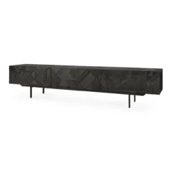 Tv-meubel Graphic teak zwart 240 cm