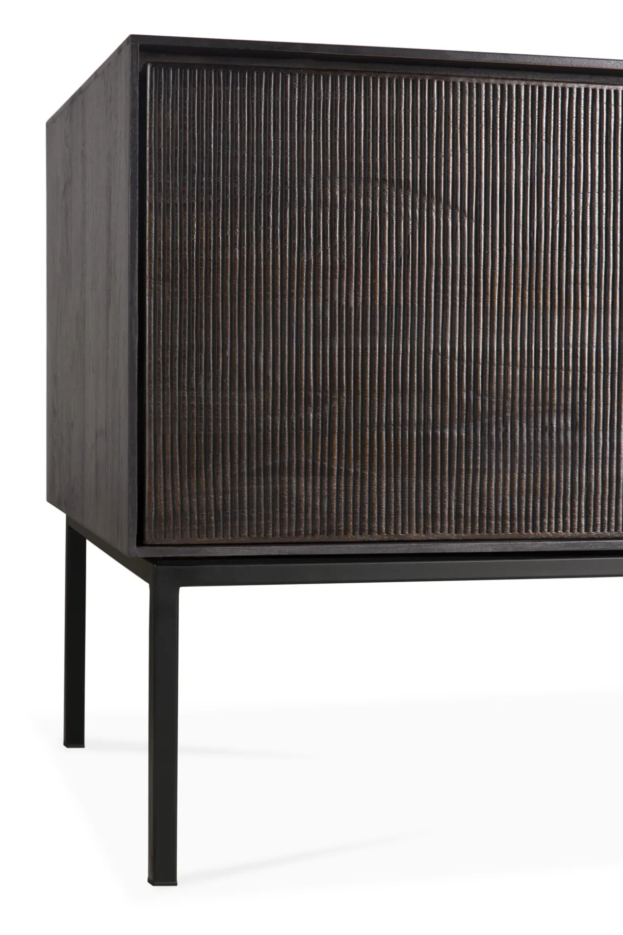 Tv-meubel Grooves teak off black/bruin 242 cm