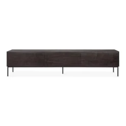Tv-meubel Grooves teak off black/bruin 242 cm