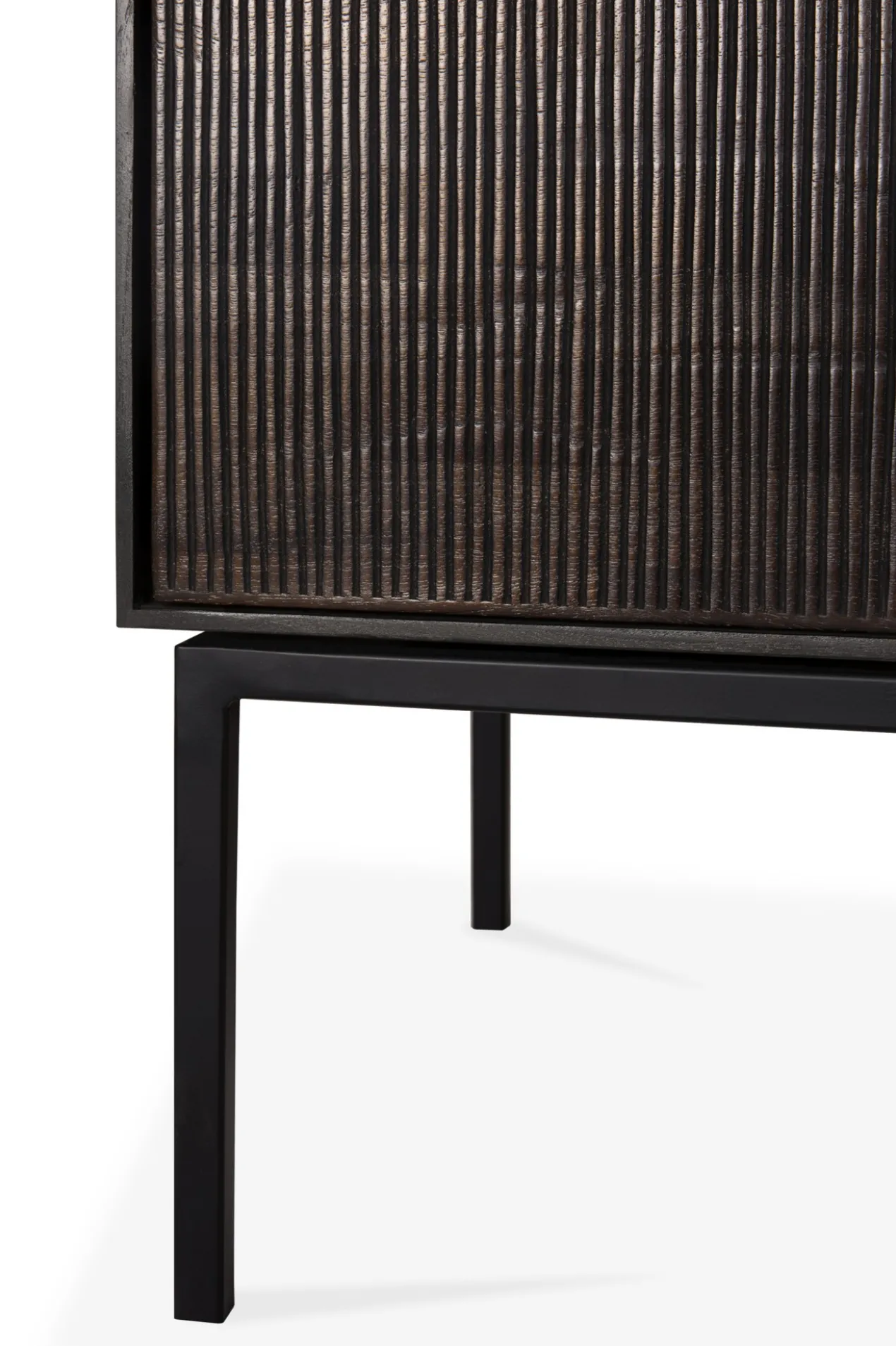 Tv-meubel Grooves teak off black/bruin 242 cm