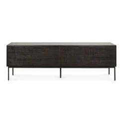 Tv-meubel Grooves teak off black/bruin 162 cm