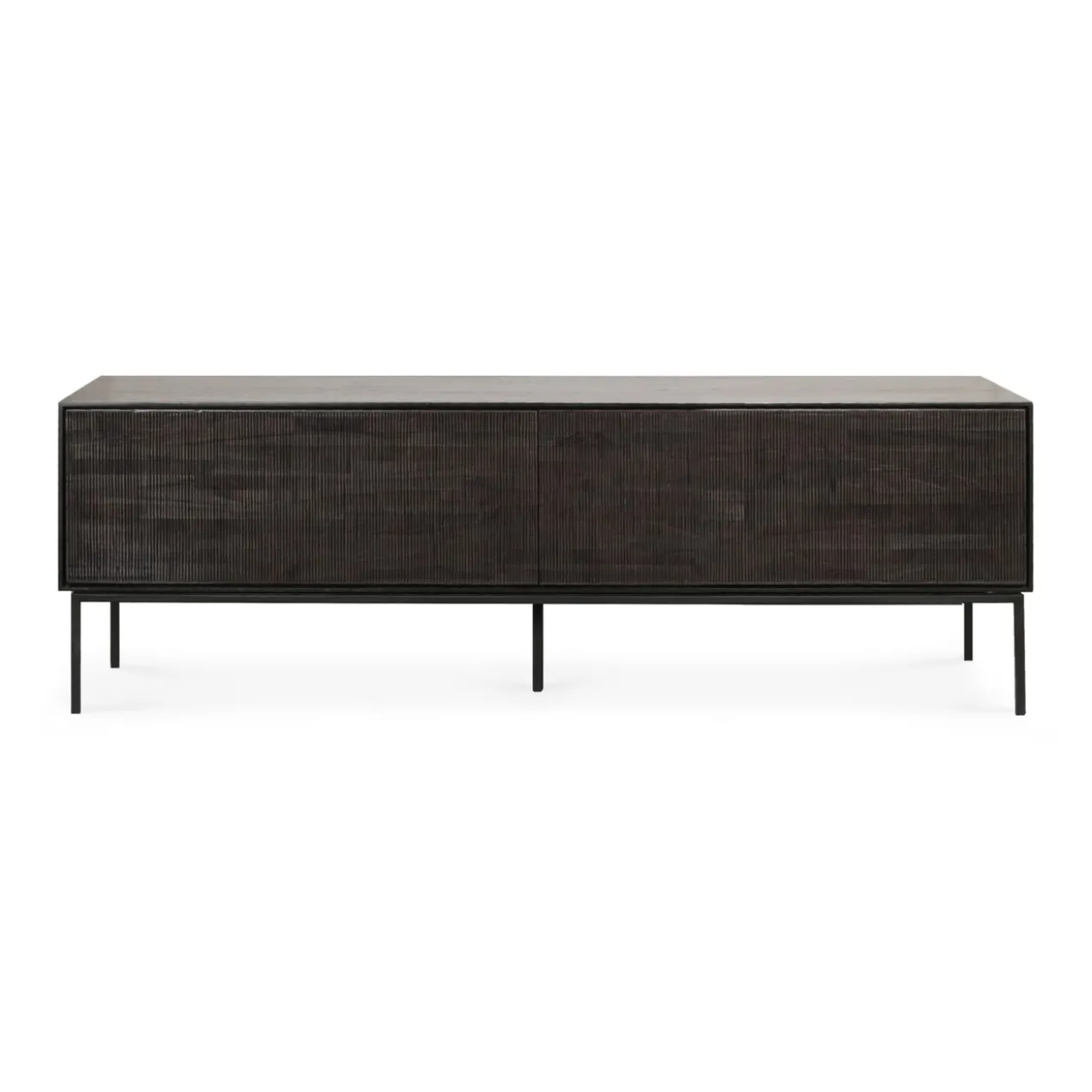 Tv-meubel Grooves teak off black/bruin 162 cm