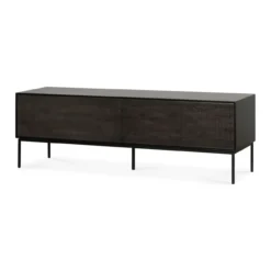 Tv-meubel Grooves teak off black/bruin 162 cm