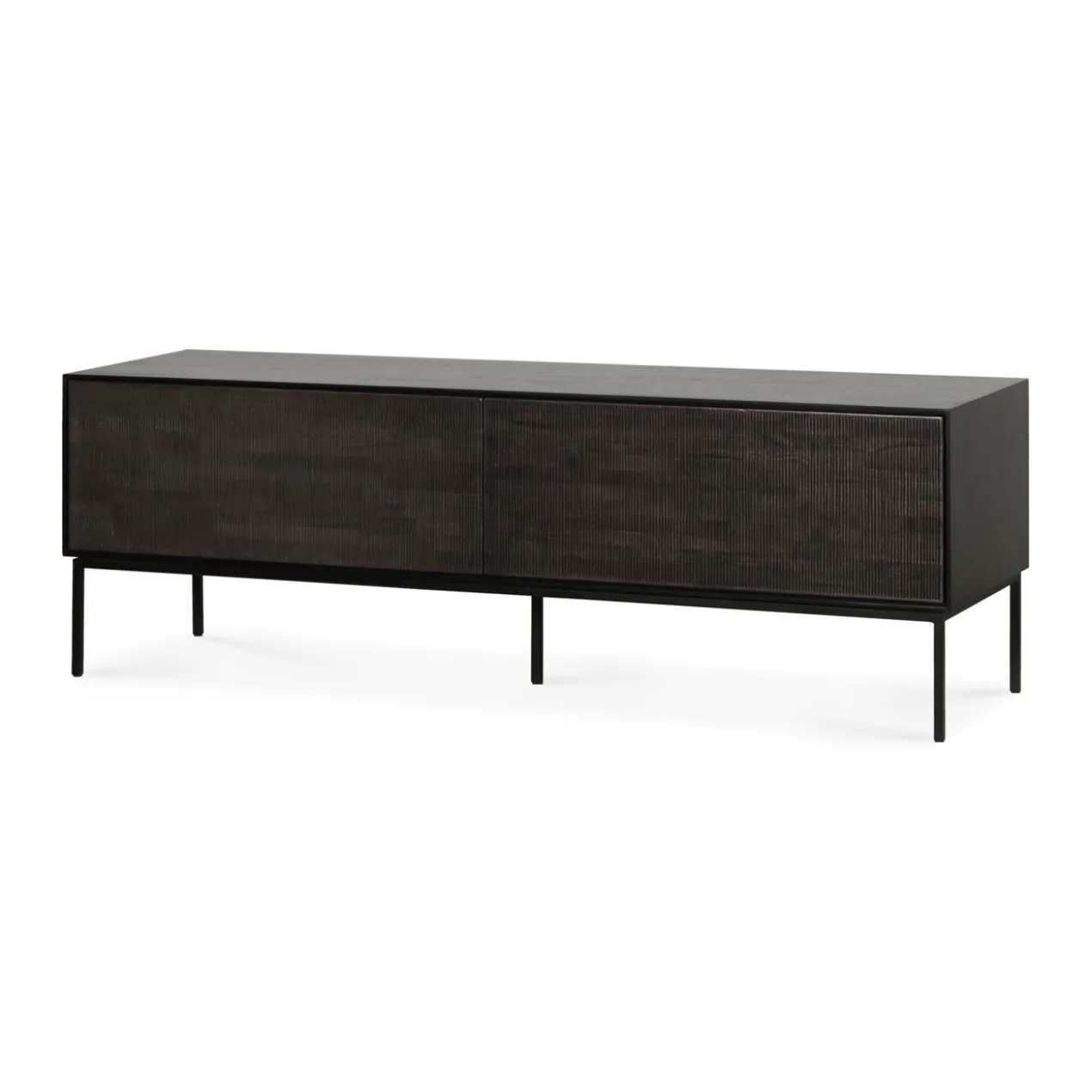 Tv-meubel Grooves teak off black/bruin 162 cm