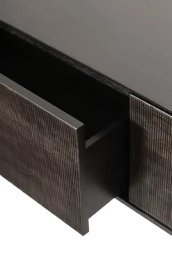 Tv-meubel Grooves teak off black/bruin 162 cm