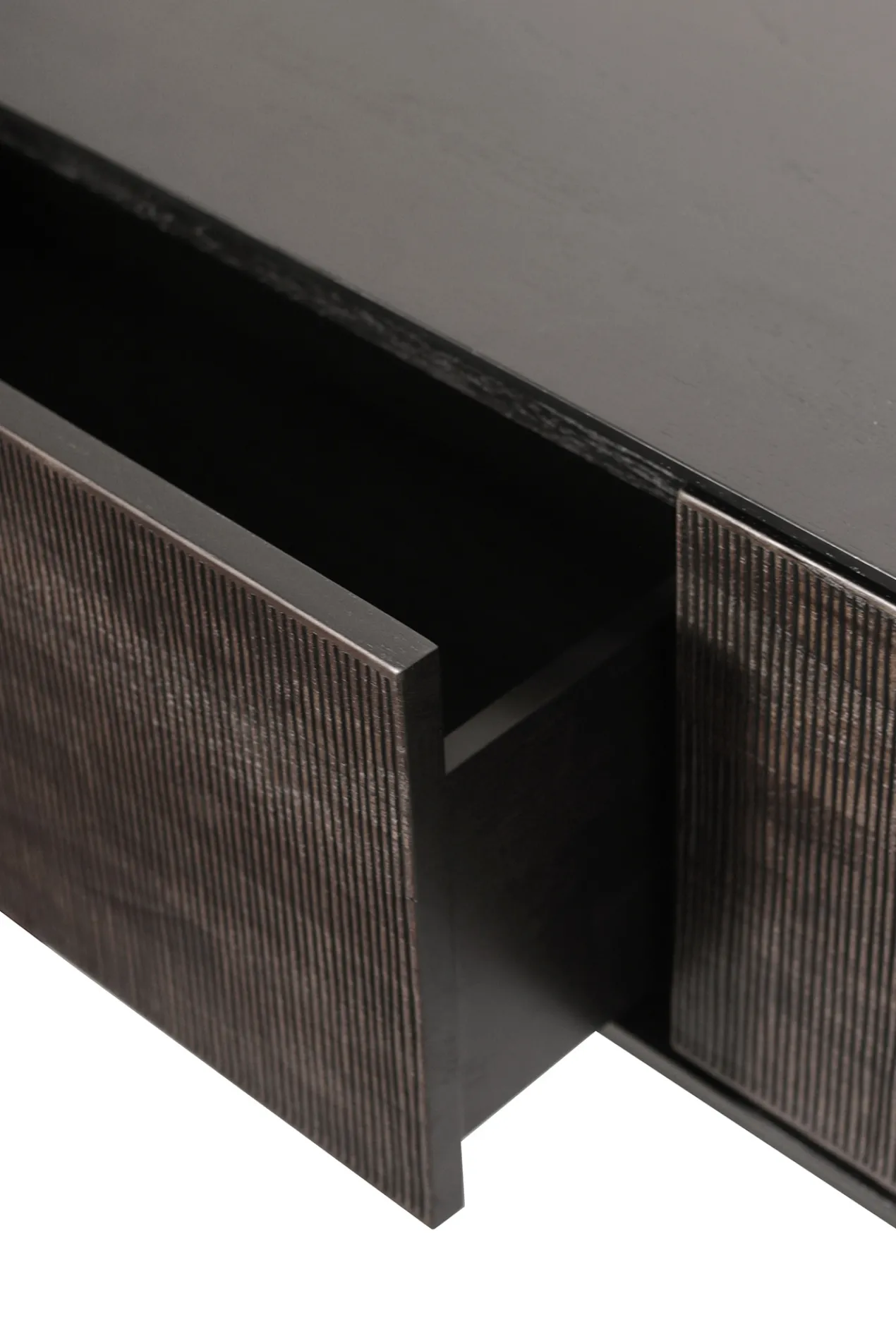 Tv-meubel Grooves teak off black/bruin 162 cm