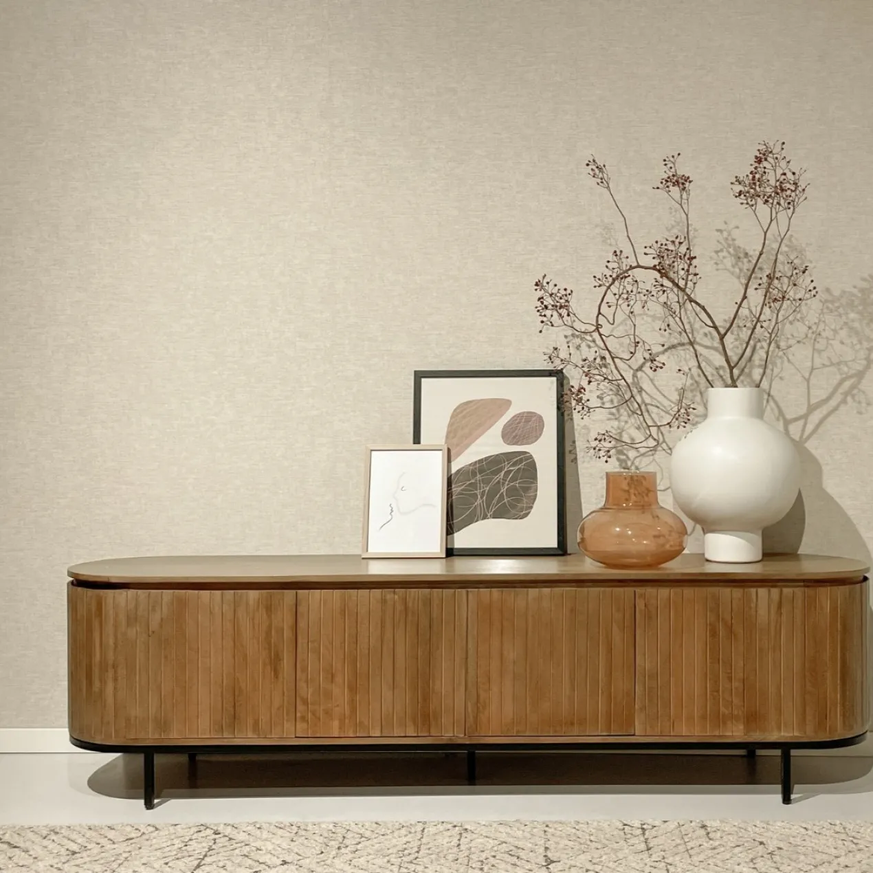 Tv-meubel Nairo naturel staand 210 cm