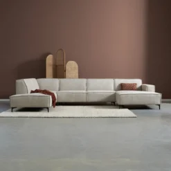 U-bank Valora beige chaise longue rechts met ottoman links