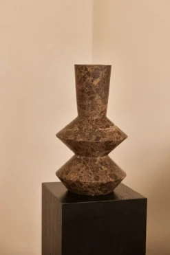 Vaas Rhombus marmer bruin 35 cm