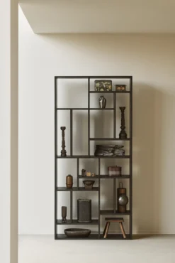 Vakkenkast M Rek - zwart eiken - 104x30x219 cm