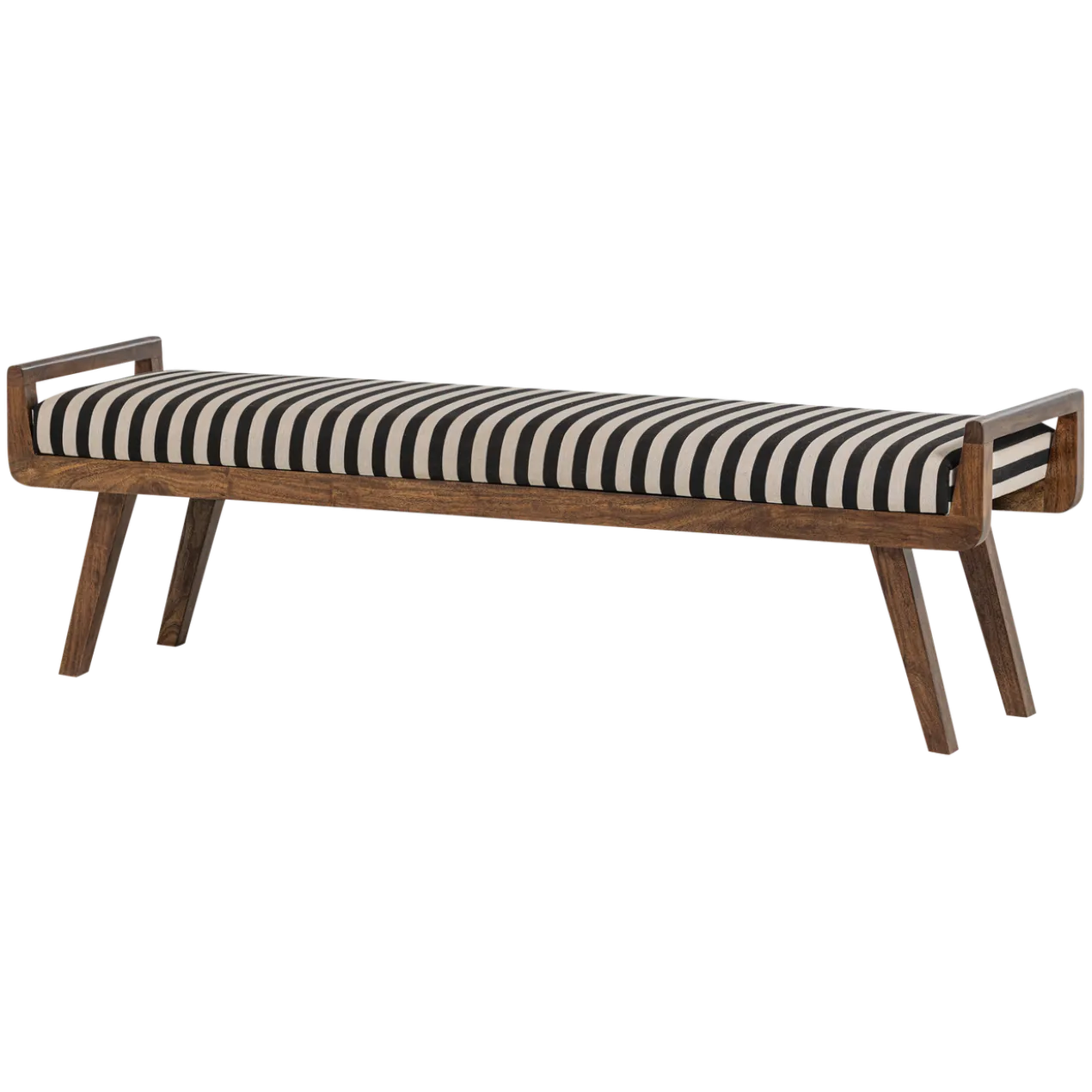 Valo bankje hout bruin met streepstof zwart/wit