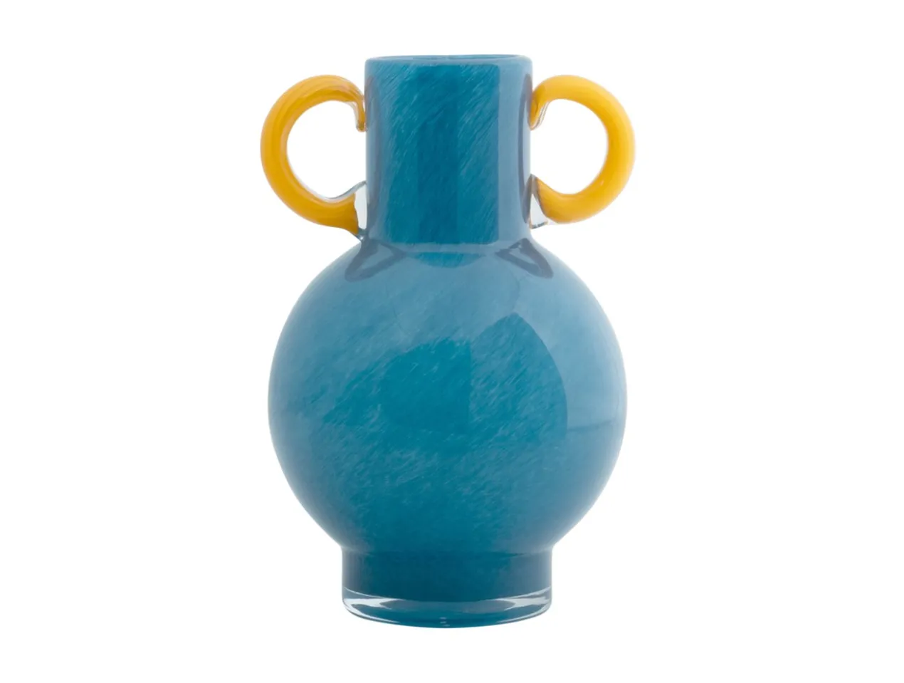 Vase Fiesta glass bright blue, yellow handles